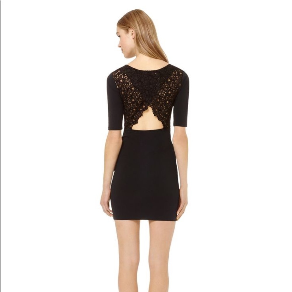 Aritzia Talula Lace Open Back Black Dress